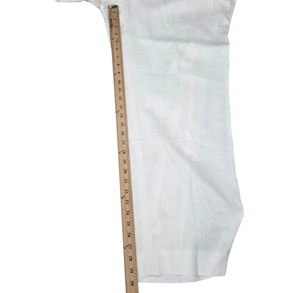 Banana Republic NWT Womens White European Flax Linen Wide Leg Pants Size 20